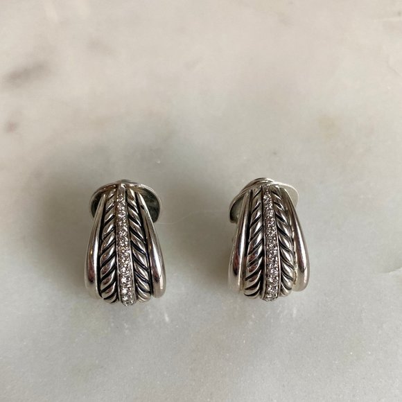 David Yurman Jewelry - David Yurman Tapered Diamond Bamboo Earrings